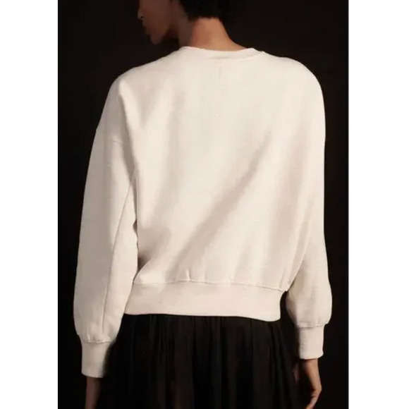 Anthropologie Maeve Embellished Collar Pullover Sweatshirt Light Sand S - Picture 3 of 10